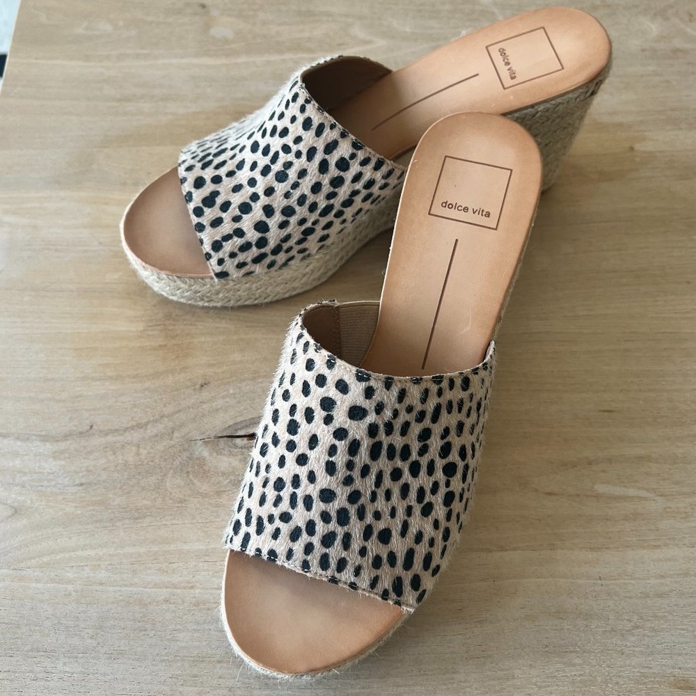 Dolce Vita Leopard / Cheetah Espadrille Platform Jute Sandals - US Size: 9
